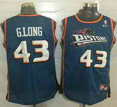 Detroit Pistons #43 Grant Long Blue Nike Throwback Authentic Stitched NBA jersey