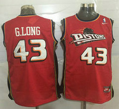 Detroit Pistons #43 Grant Long Red Nike Throwback Authentic Stitched NBA jersey