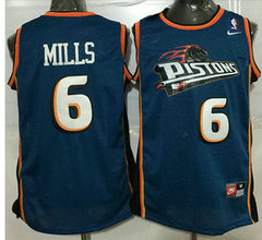 Detroit Pistons #6 Terry Mills Blue Nike Throwback Authentic Stitched NBA jersey