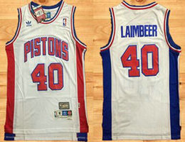 Detroit Pistons Bill Laimbeer White Mesh Throwback Authentic Stitched NBA jersey
