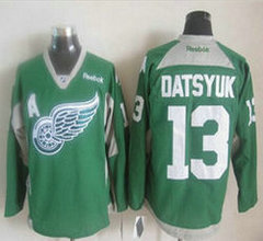 Detroit Red Wings #13 Pavel Datsyuk Green Practice Authentic Stitched NHL Jersey
