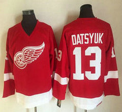Detroit Red Wings #13 Pavel Datsyuk Red Throwback CCM Authentic Stitched NHL Jersey