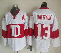 Detroit Red Wings #13 Pavel Datsyuk White Winter Classic Throwback Authentic Stitched NHL Jersey