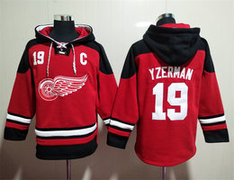 Detroit Red Wings #19 Steve Yzerman Red All Stitched Hooded Sweatshirt