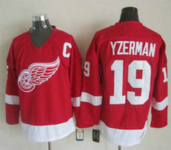 Detroit Red Wings #19 Steve Yzerman Red With C patch Throwback Authentic Stitched NHL Jersey