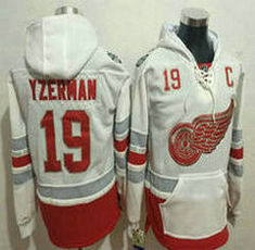 Detroit Red Wings #19 Steve Yzerman White Authentic Stitched NHL Hoodies