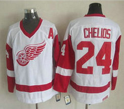 Detroit Red Wings #24 Chris Chelios White CCM Throwback Stitched NHL Jersey