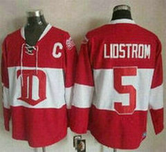 Detroit Red Wings #5 Nicklas Lidstrom Red Winter Classic CCM Throwback Authentic Stitched NHL Jersey