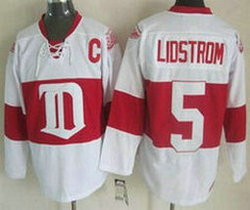 Detroit Red Wings #5 Nicklas Lidstrom White Winter Classic Throwback Authentic Stitched NHL Jerseys
