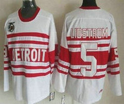 Detroit Red Wings #5 Nicklas lidstrom white Throwback ccm Authentic Stitched NHL Jersey