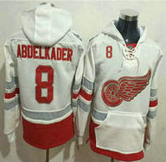 Detroit Red Wings #8 Justin Abdelkader White Authentic Stitched NHL Hoodies