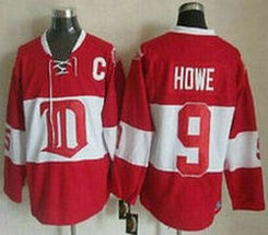 Detroit Red Wings #9 Gordie Howe Red Winter Classic CCM Throwback Stitched NHL jersey