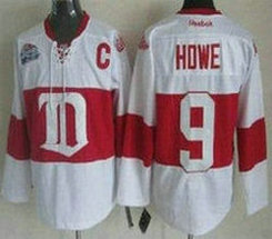 Detroit Red Wings #9 Gordie Howe White Winter Classic Throwback With Patch Authentic Stitched NHL Jersey