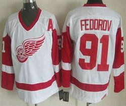 Detroit Red Wings #91 Sergei Fedorov White CCM Throwback Stitched NHL Jersey
