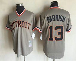 Detroit Tigers #13 Lance Parrish Grey Pullover Throwback Authentic Stitched MLB Jersey