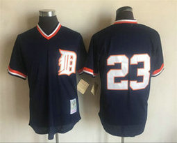 Detroit Tigers #23 Kirk Gibson Blue Pullover Throwback Stitched MLB Jersey