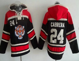 Detroit Tigers #24 Miguel Cabrera Black Sawyer Hooded Sweatshirt Stitched NHL Jersey