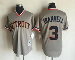 Detroit Tigers #3 Alan Trammell Grey Pullover Throwback Authentic Stitched MLB Jersey