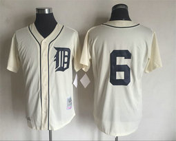 Detroit Tigers #6 Al Kaline Cream Throwback Authentic Stitched MLB Jersey