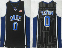 Duke Blue Devils #0 Jayson Tatum Black V Neck College Basketball Jersey