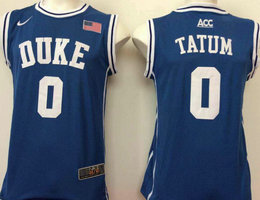 Duke Blue Devils #0 Jayson Tatum Blue Round collar College Basketball Jerseys