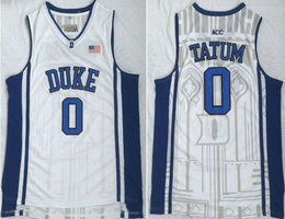 Duke Blue Devils #0 Jayson Tatum White V Neck College Basketball Jersey
