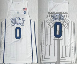 Duke Blue Devils #0 Jayson Tatum White V Neck College Basketball Jerseys