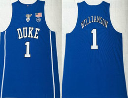 Duke Blue Devils #1 Zion Williamson Blue College Basketball Jersey