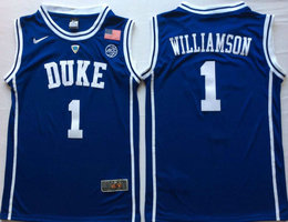 Duke Blue Devils #1 Zion Williamson Blue Round collar College Basketball Jerseys