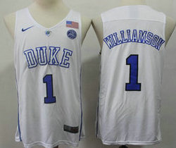 Duke Blue Devils #1 Zion Williamson V Neck White College Basketball Jerseys