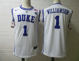 Duke Blue Devils #1 Zion Williamson White Round collar College Basketball Jersey