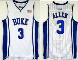 Duke Blue Devils #3 Grayson Allen White Blue Name College Basketball Jersey