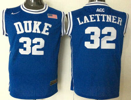 Duke Blue Devils #32 Christian Laettner Blue Round collar College Basketball Jerseys