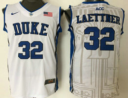 Duke Blue Devils #32 Christian Laettner White College Basketball Jersey