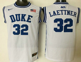 Duke Blue Devils #32 Christian Laettner White Round collar College Basketball Jerseys