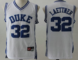 Duke Blue Devils #32 Christian Laettner White V Neck College Basketball Jerseys