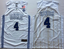 Duke Blue Devils #4 JJ Redick V Neck White College Basketball Jersey