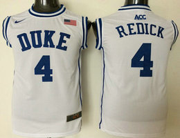 Duke Blue Devils #4 JJ Redick White Round collar College Basketball Jerseys