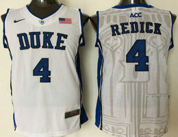 Duke Blue Devils #4 JJ Redick White nike College Basketball Jersey
