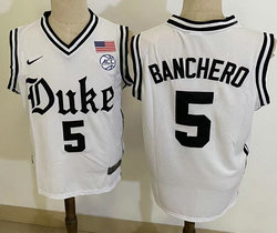 Duke Blue Devils #5 Paolo Banchero White Basketball Jersey
