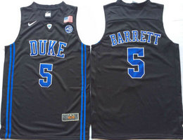 Duke Blue Devils #5 R.J. Barrett Black V Neck Black College Basketball Jersey