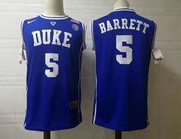 Duke Blue Devils #5 R.J. Barrett Blue Round collar College Basketball Jersey