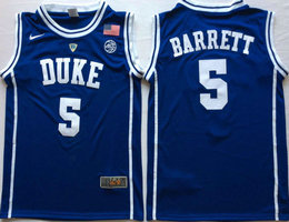 Duke Blue Devils #5 R.J. Barrett Blue Round collar College Basketball Jerseys