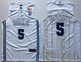 Duke Blue Devils #5 R.J. Barrett White College Basketball Jersey