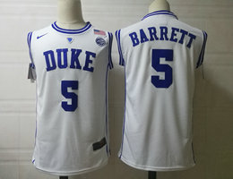 Duke Blue Devils #5 R.J. Barrett White Round collar College Basketball Jersey