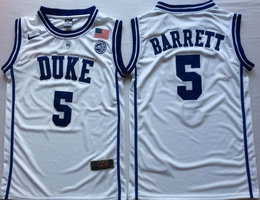 Duke Blue Devils #5 R.J. Barrett White Round collar College Basketball Jerseys