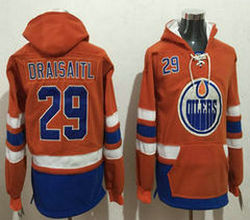 Edmonton Oilers #29 Leon Draisaitl Orange Authentic Stitched NHL Hoodies