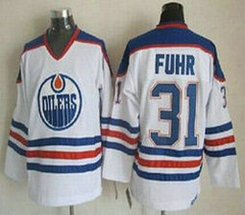 Edmonton Oilers #31 Grant Fuhr White Throwback CCM Authentic Stitched NHL Jersey
