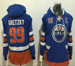 Edmonton Oilers #99 Wayne Gretzky Blue Authentic Stitched NHL Hoodies