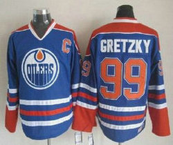 Edmonton Oilers #99 Wayne Gretzky Blue Throwback CCM Authentic Stitched NHL Jersey